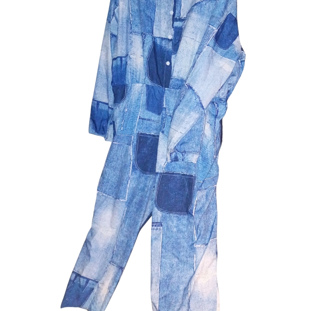 Stylish Blue Patchwork Jumpsuit Size 4x - image 8